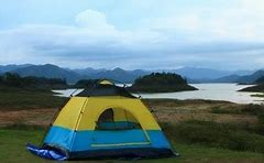 Tent on lake